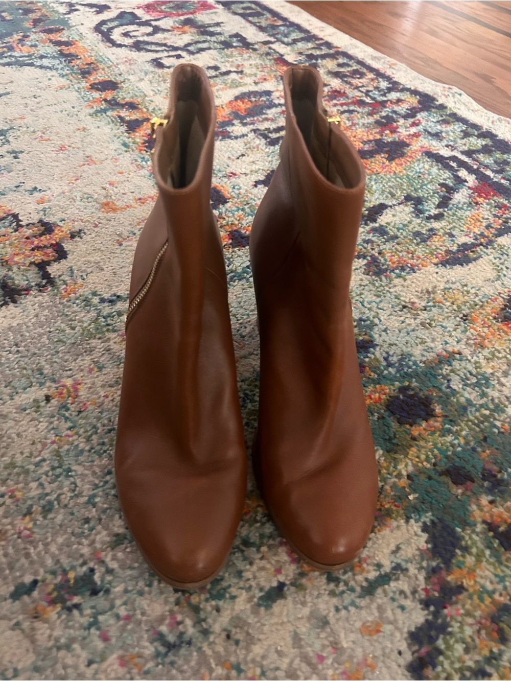 Women's Brown Leather Ankle Boots - Sleek Zip Detail